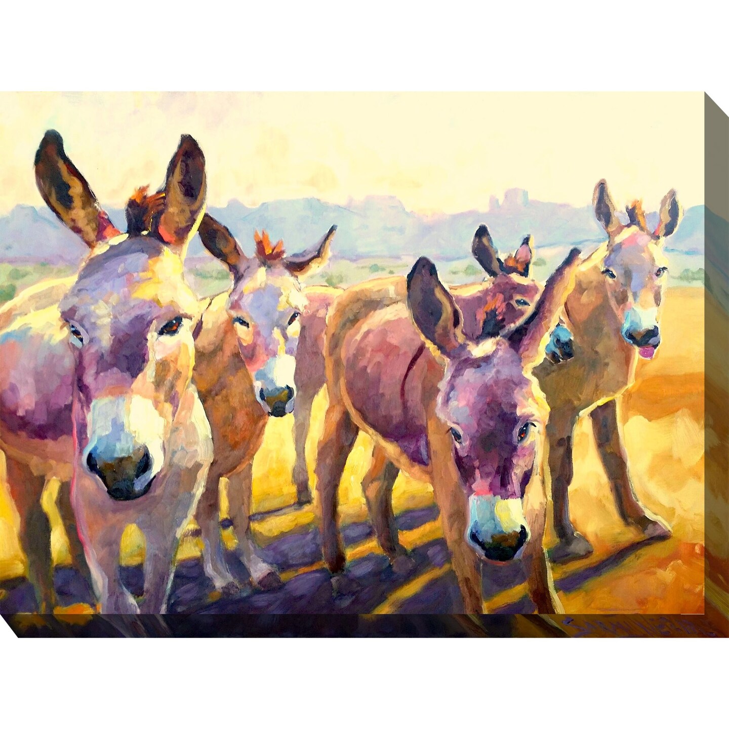 Outdoor Living and Style Ivory and White Tuffy's Gang Outdoor Canvas Rectangular Wall Art Decor 40" x 30"