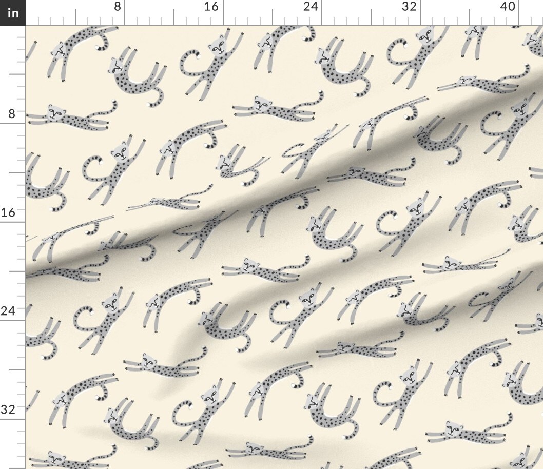 Animal Print Cheetah Safari Jungle Zoo Cats Silver Kittens Baby Custom Printed Fabric by Spoonflower Various Fabrics by the Yard or Fat Quarter