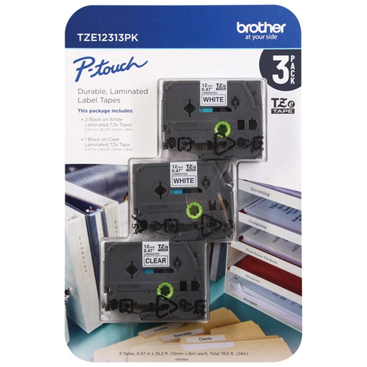 Brother   P-Touch Laminated Tape for   Label Makers- 3 Pack
