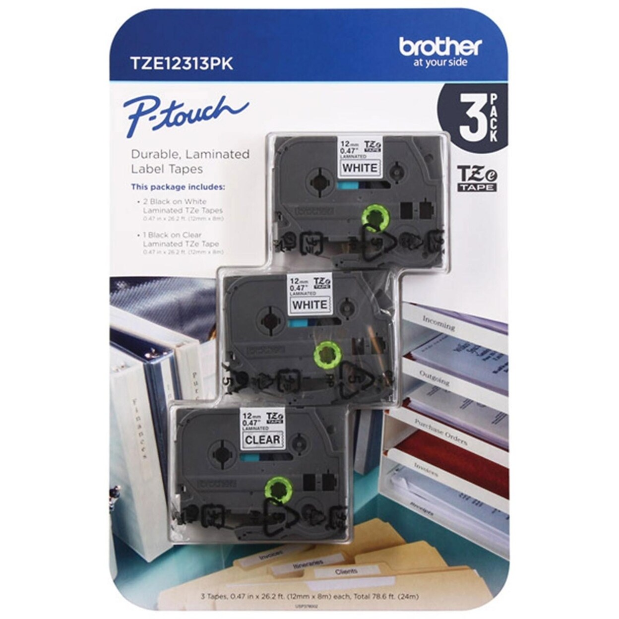Brother P-Touch Laminated Tape For Brother Label Makers- 3 Pack