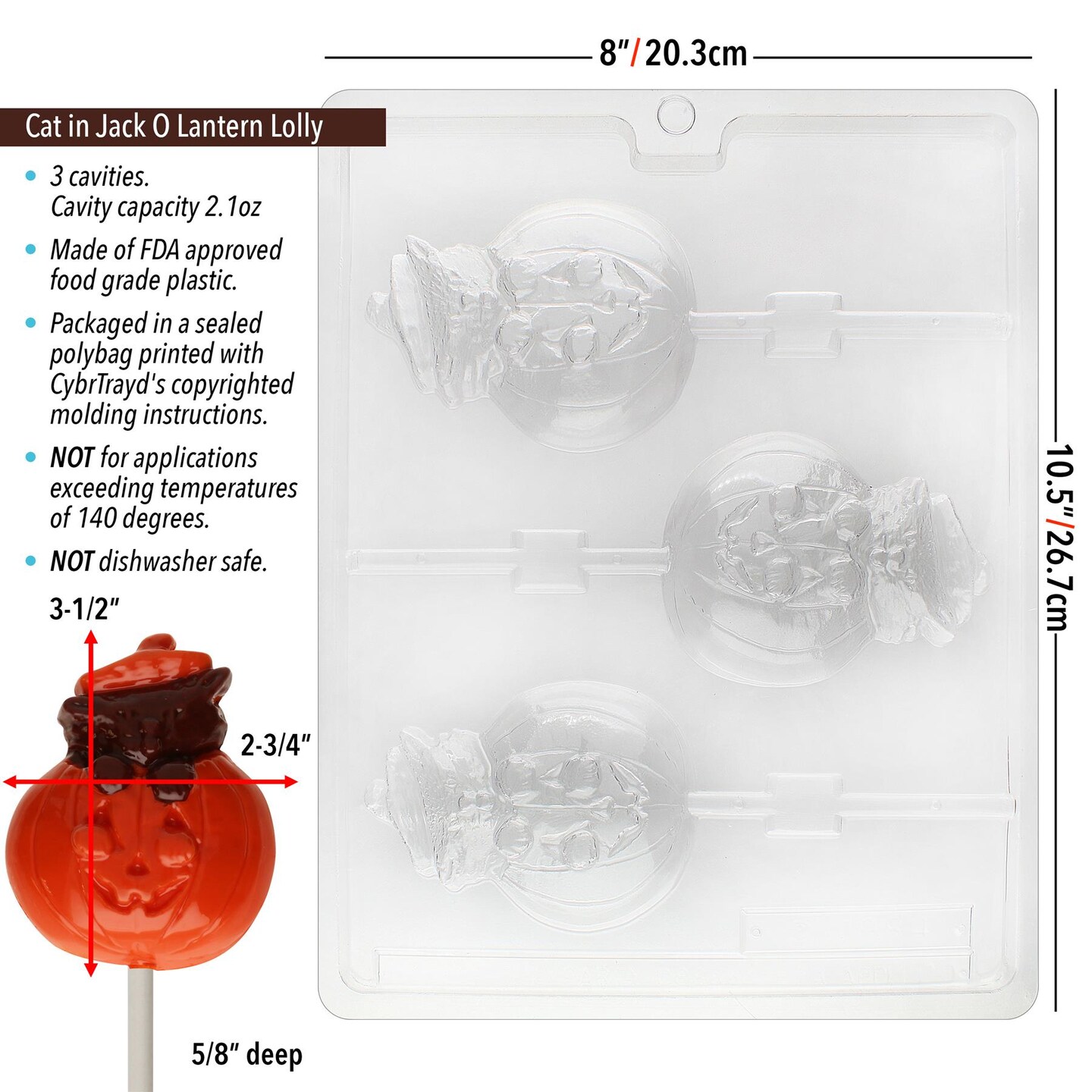 Chocolate Mold Lolly Cat In Jack O Lantern