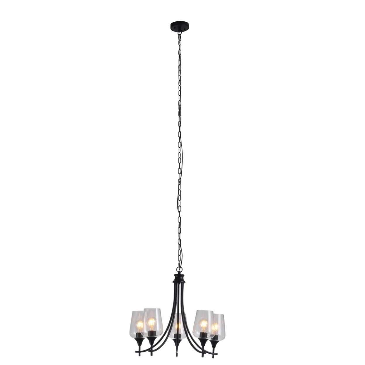CHLOE Lighting   WILLAN Transitional 5 Light Matt Black Up-Hanging Chandelier 21&#x22; Wide