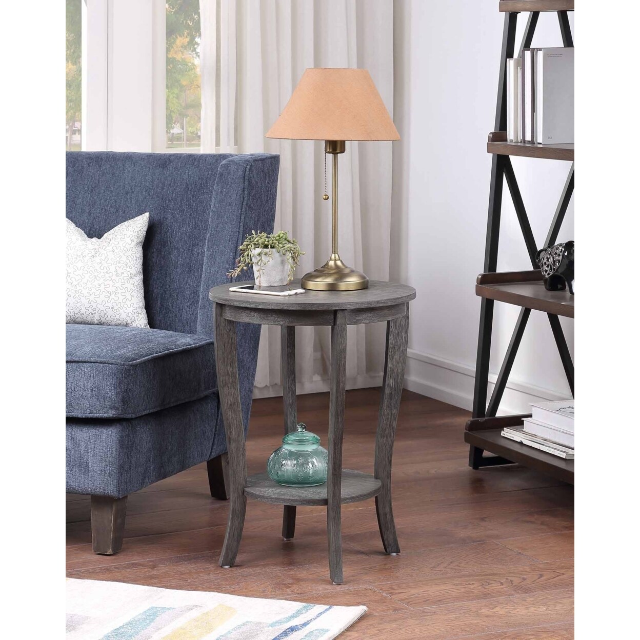 Convenience Concepts American Heritage Round End Table Dark Gray