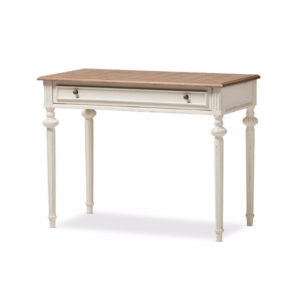 Baxton Studio   Marquetterie French Provincial Weathered Oak and Whitewash Writing Desk