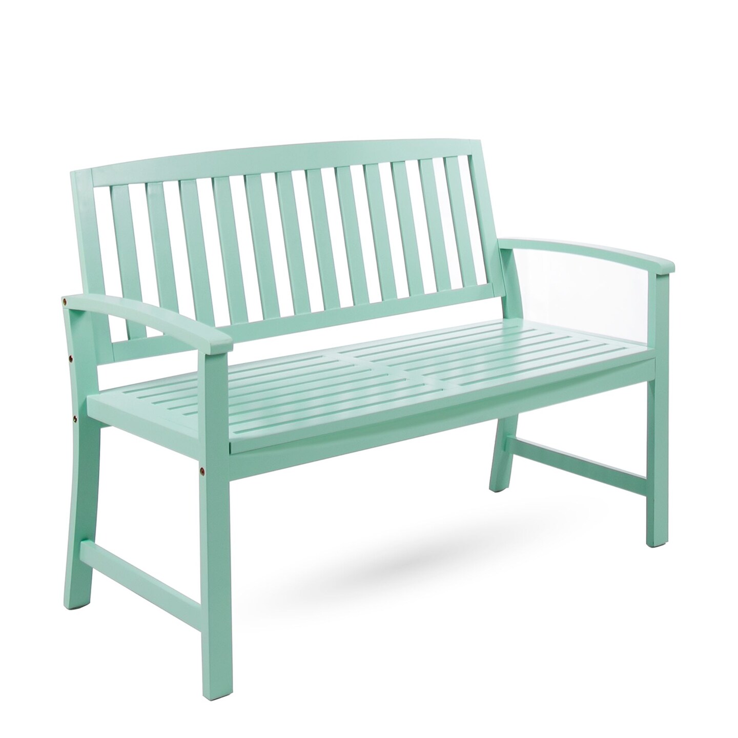 Contemporary Home Living 48.5&#x22; Mint Finish Contemporary Rectangular Outdoor Bench with Back