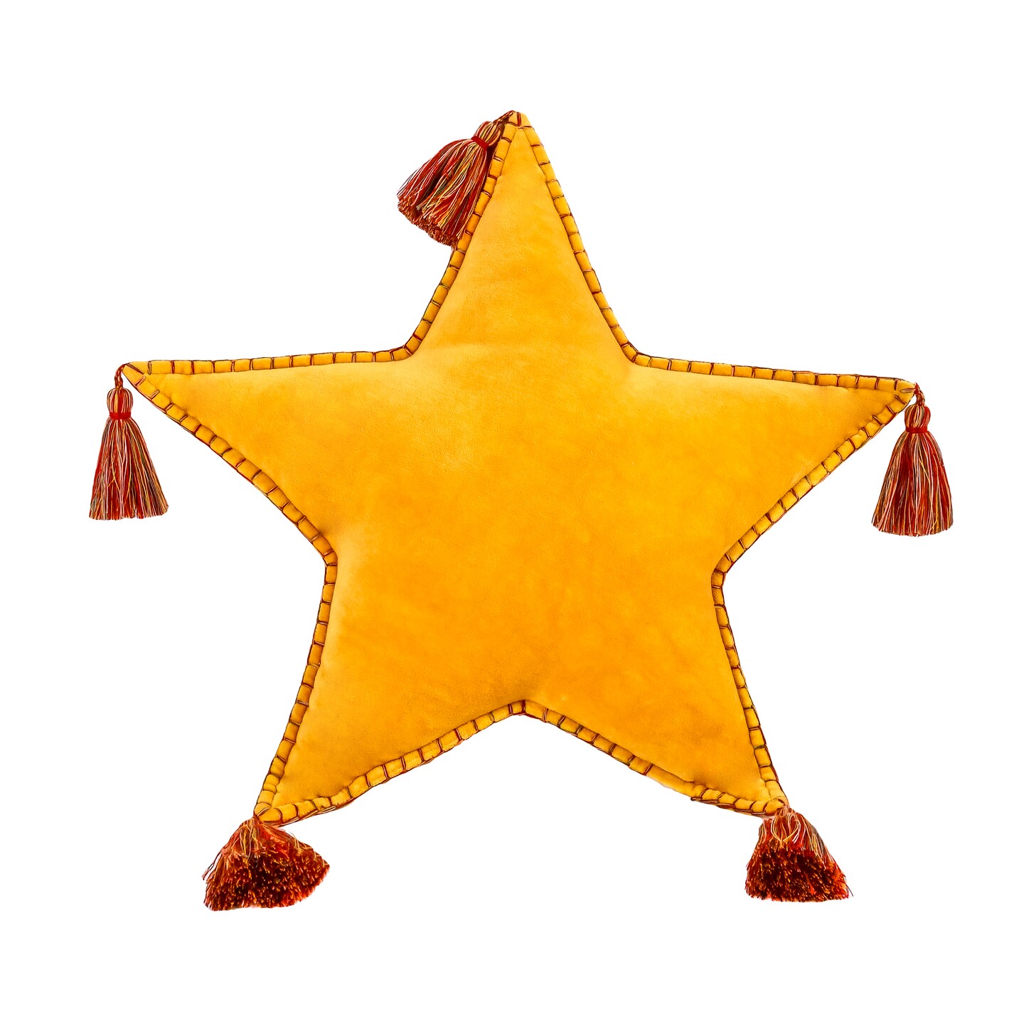 HGTV Home Collection Star Shaped Pillow With Tassels, Yellow, 16in