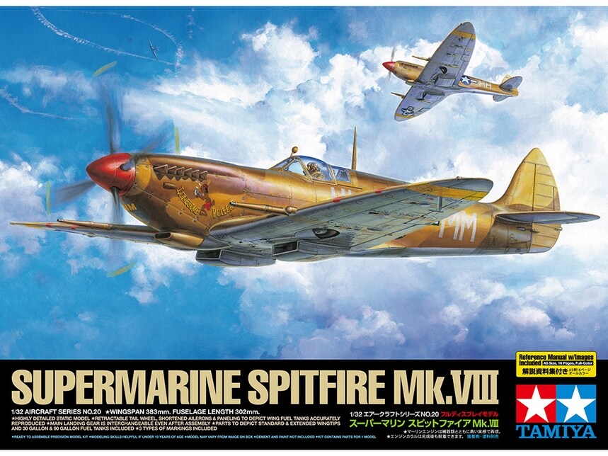 Tamiya  1/32 TAM60320 - 1/32 Tamiya Supermarine Spitfire Mk VIII Aircraft Assembly Kit