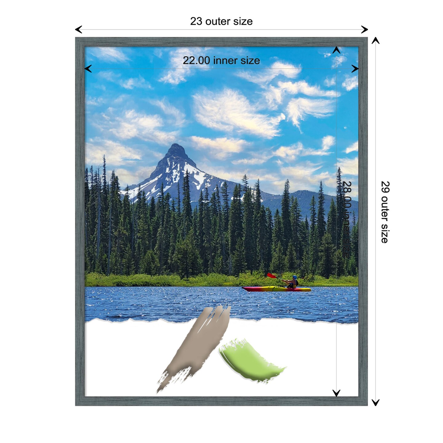 Dixie Blue Grey Rustic Narrow Wood Picture Frame, Photo Frame, Art