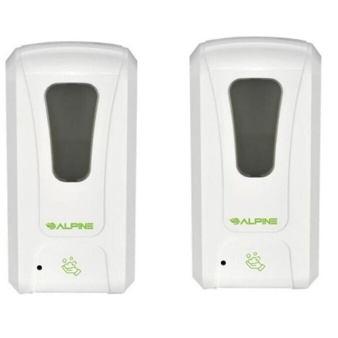 Alpine Industries 1200 ml. Wall Mount Automatic Gel Hand Sanitizer Soap Dispenser in White (2-Pack)