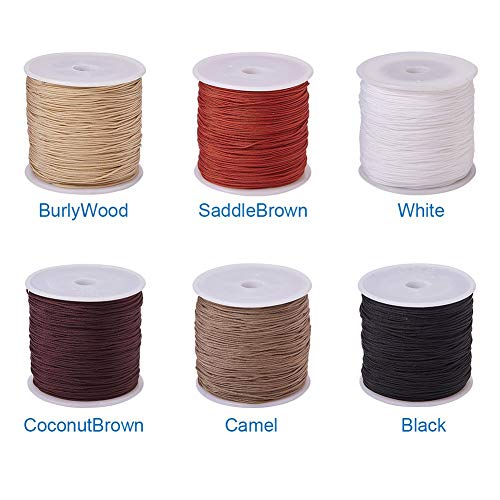 600 Yards 0.8mm Nylon Beading String Cord 6 Colors Chinese Knotting Cord Nylon Kumihimo Macrame Thread Braided Lift Shade Cord for Friendship Bracelets Christmas Tree Ornament Hair Decor