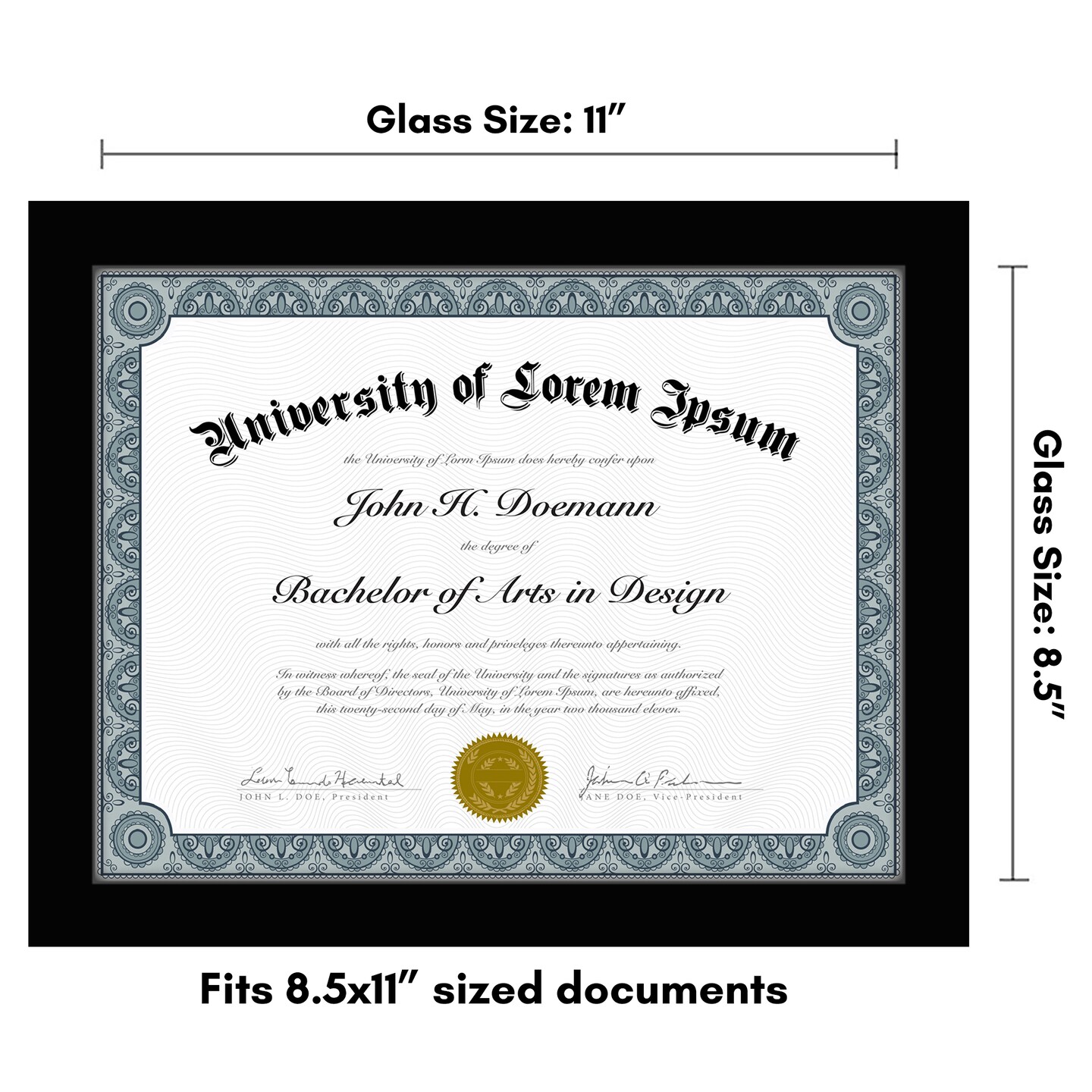 Americanflat 8.5x11 Diploma Frame - Certificate Frame for Displaying Achievements - Shatter Resistant Glass - Adjustable Hanging Hardware - Includes Easel