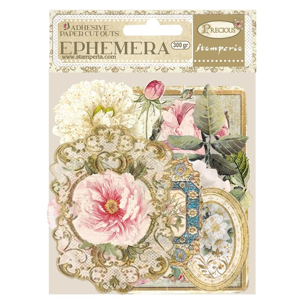 Stamperia Cardstock Ephemera Adhesive Paper Cut Outs-Precious