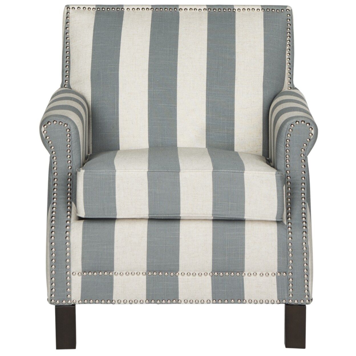 Safavieh Easton Club Chair With Awning Stripes Silver Nail Head