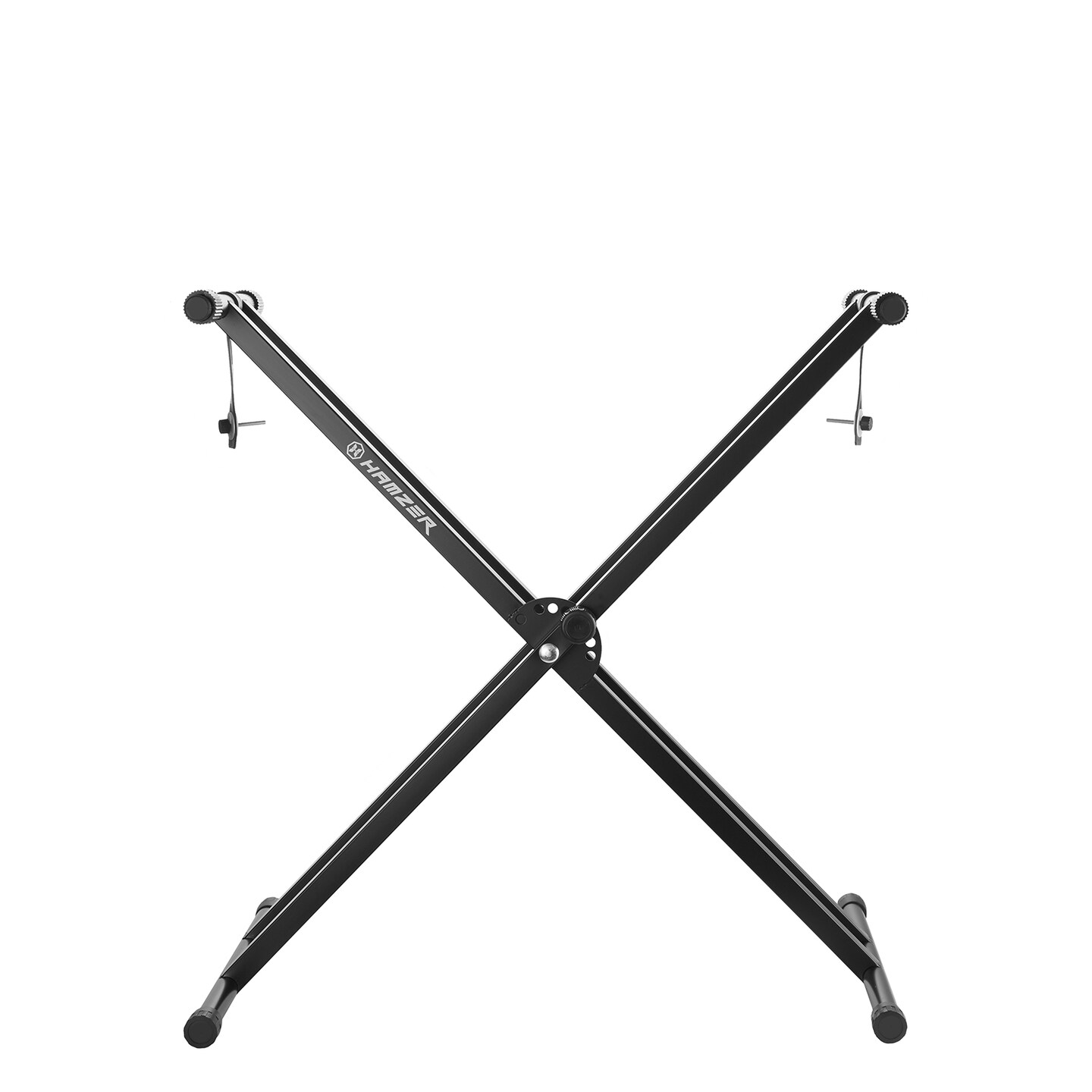 Hamzer Heavy Duty, Double-X Piano Keyboard Stand - Height Adjustable &#x26; Portable Brace w/ Non Slip Caps &#x26; Durable Locking Straps, Black