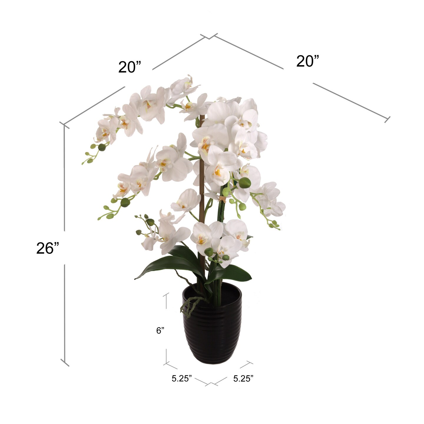 Set of 2: 22-Inch Phalaenopsis Orchid Arrangements - Elegant Faux Floral Decor for Home &#x26; Office, Floral Home by Artificial Flowers