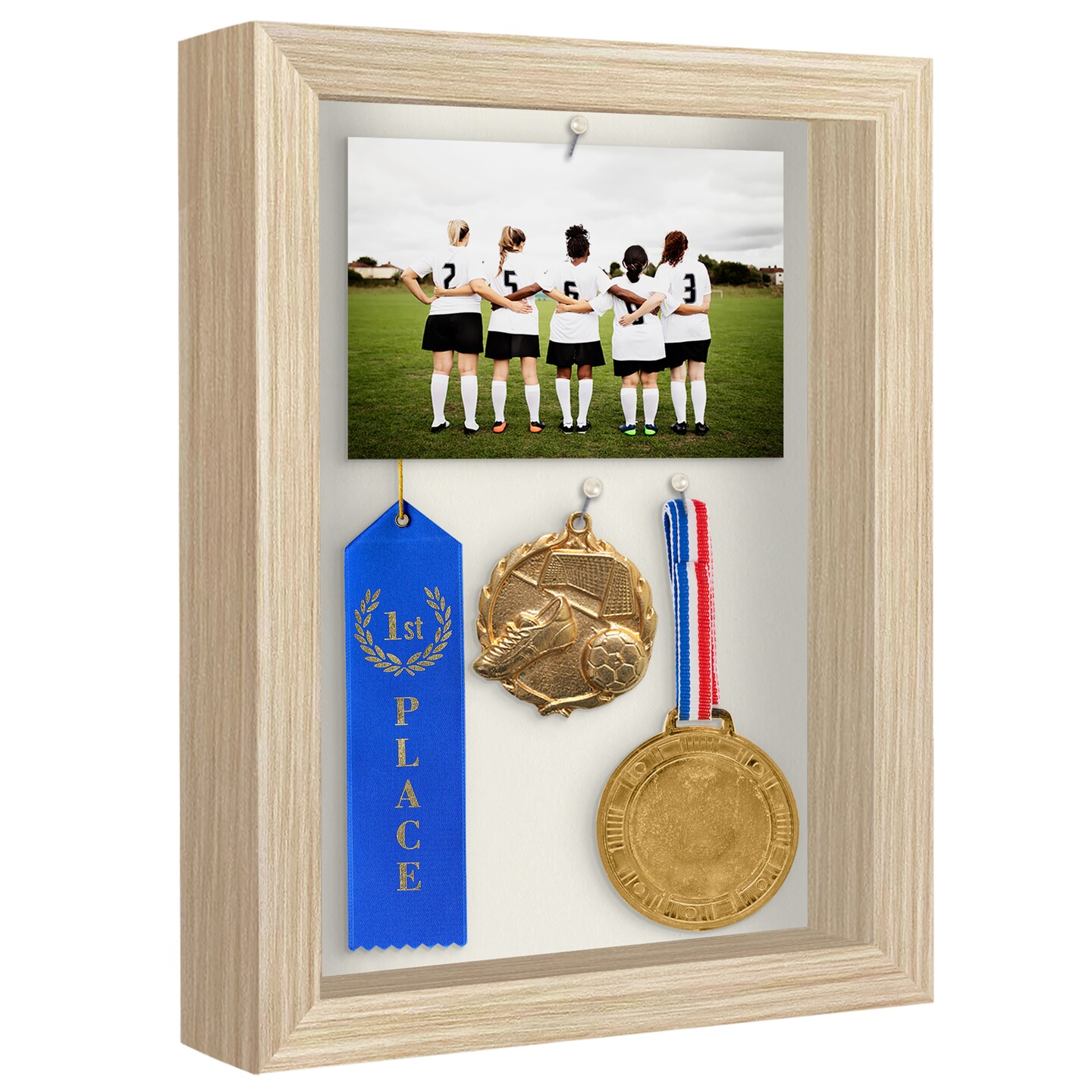 Americanflat Shadow Box Frame - 1.5 Interior Depth for Memorabilia - Display Case for Showcasing Souvenirs, Awards, and Medals - Shatter Resistant Glass - Hanging Hardware