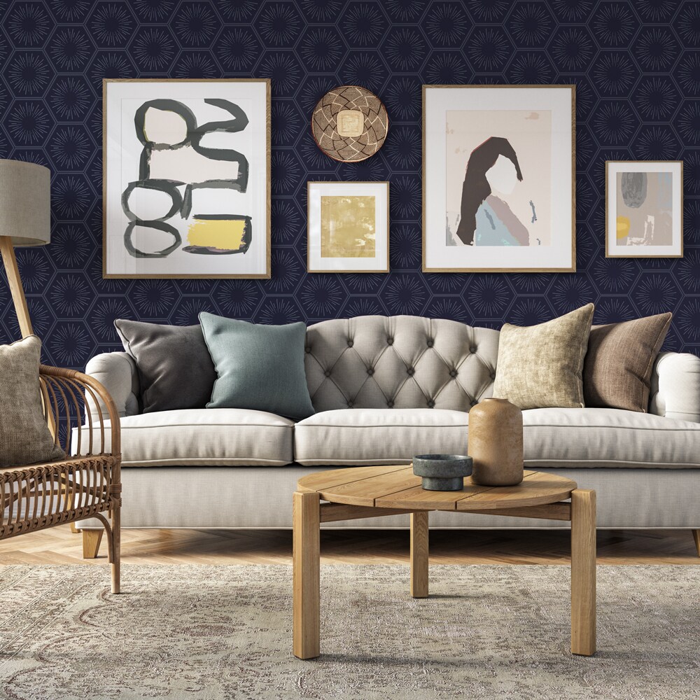 Tempaper Hello Sunshine Peel and Stick Wallpaper Metallic Royal Blue