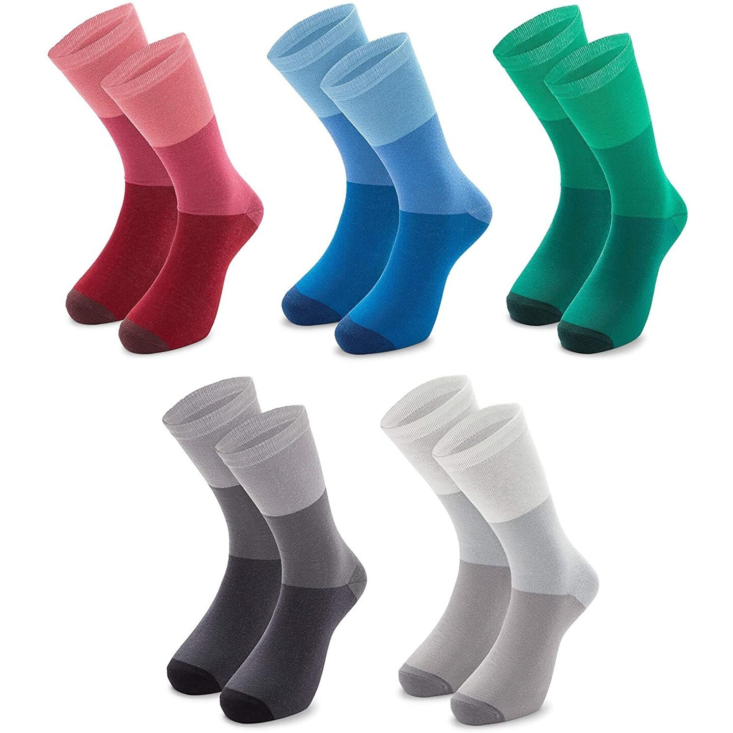 Men's Dress Socks with 5 Colorful Fun Block Patterns (Size 8-11, 5 Pairs)
