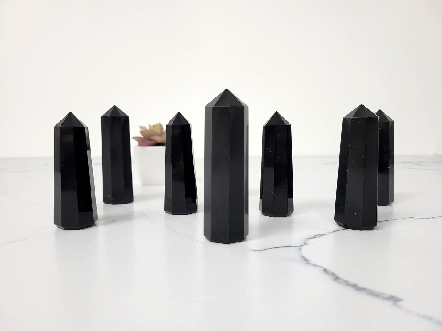 Black Obsidian Crystal Tower Point