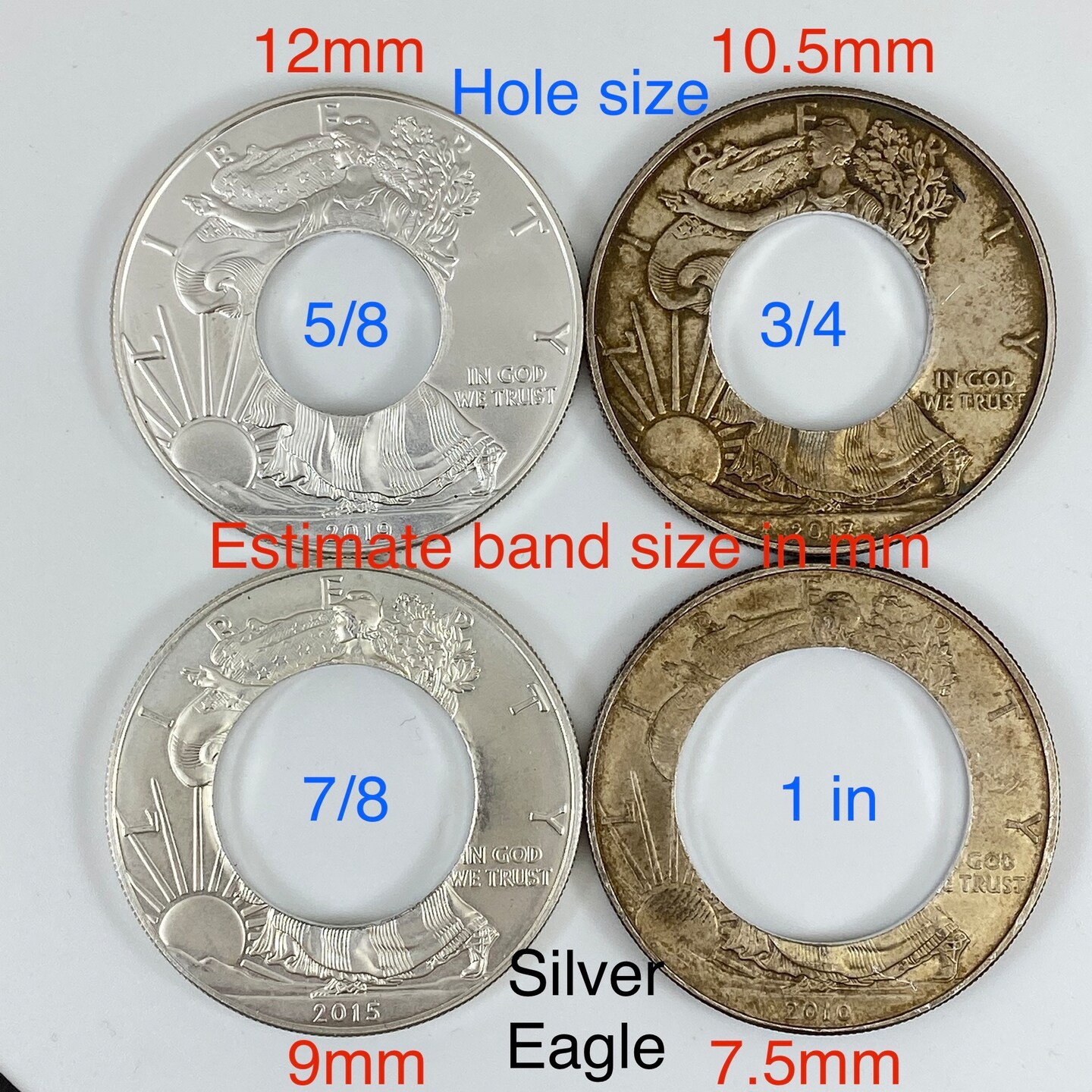 1986 to 2023 Silver Dollar Coin Ring .9999 Silver Eagle coinring