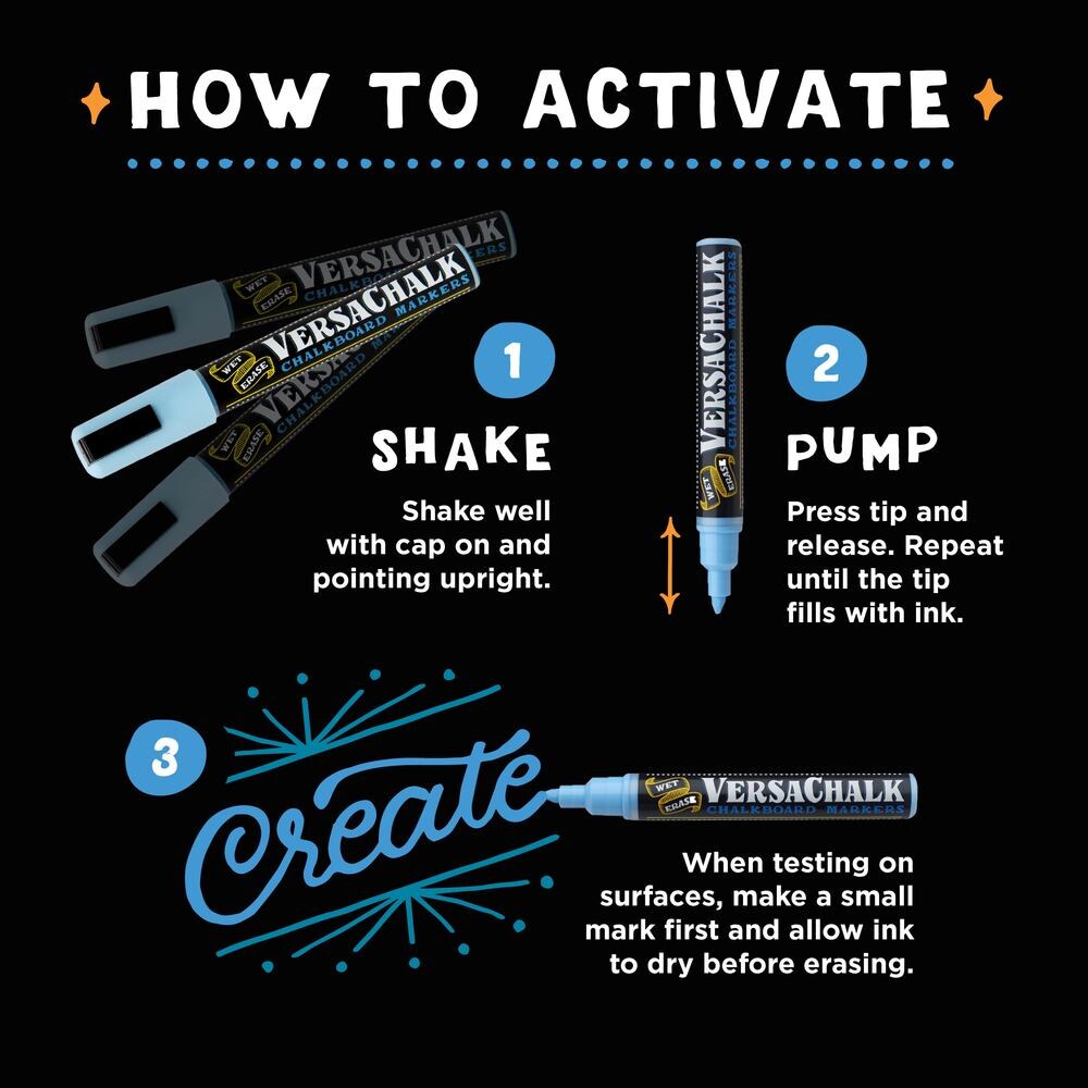 VersaChalk White Chalk Markers for Chalkboards - 3mm Fine Tip