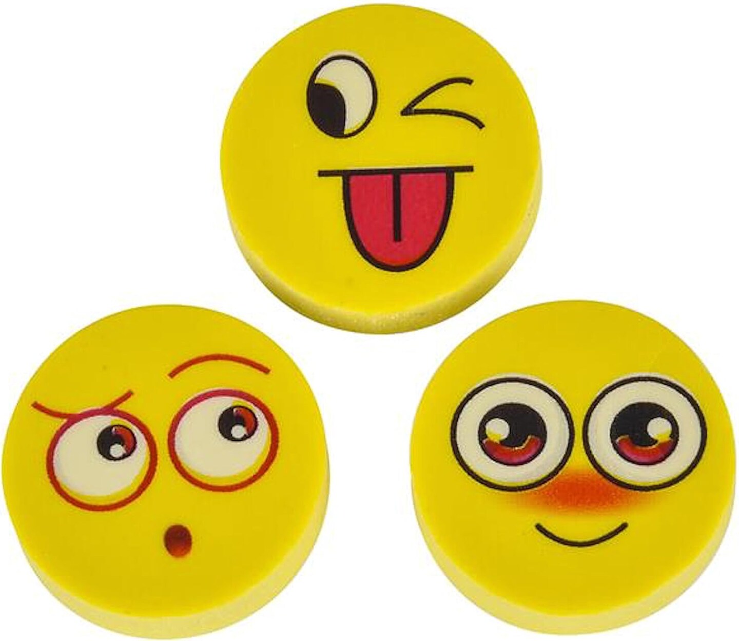 Rhode Island Novelty Lot of 72 Assorted Round Emoticon Face Erasers