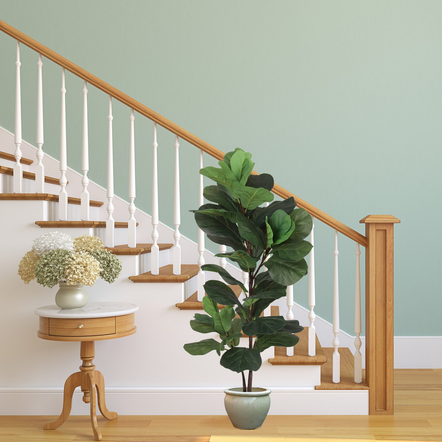 47" Artificial Fiddle Leaf Plants - Set of 2, 35 Silk Leaves, Black Pots - Perfect for Home, Office Decor - Lush Year-Round Greenery, Floral Home by Artificial Flowers