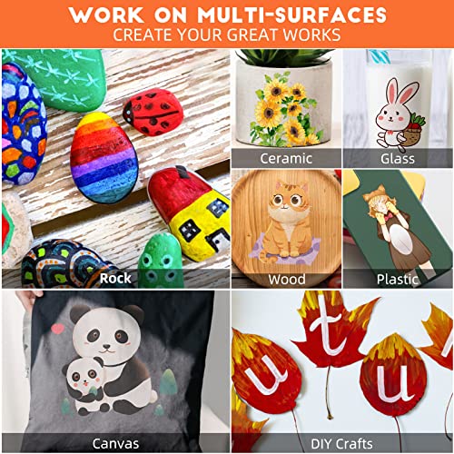 Acrylic Paint Pens Markers -12 Color Waterproof Paint Pens for Rock Painting,Graffiti, Stone, Ceramic, Glass, Wood, Fabric, Canvas, Porcelain, Metal,Water Based Quick Dry Non-Toxic and No Odor