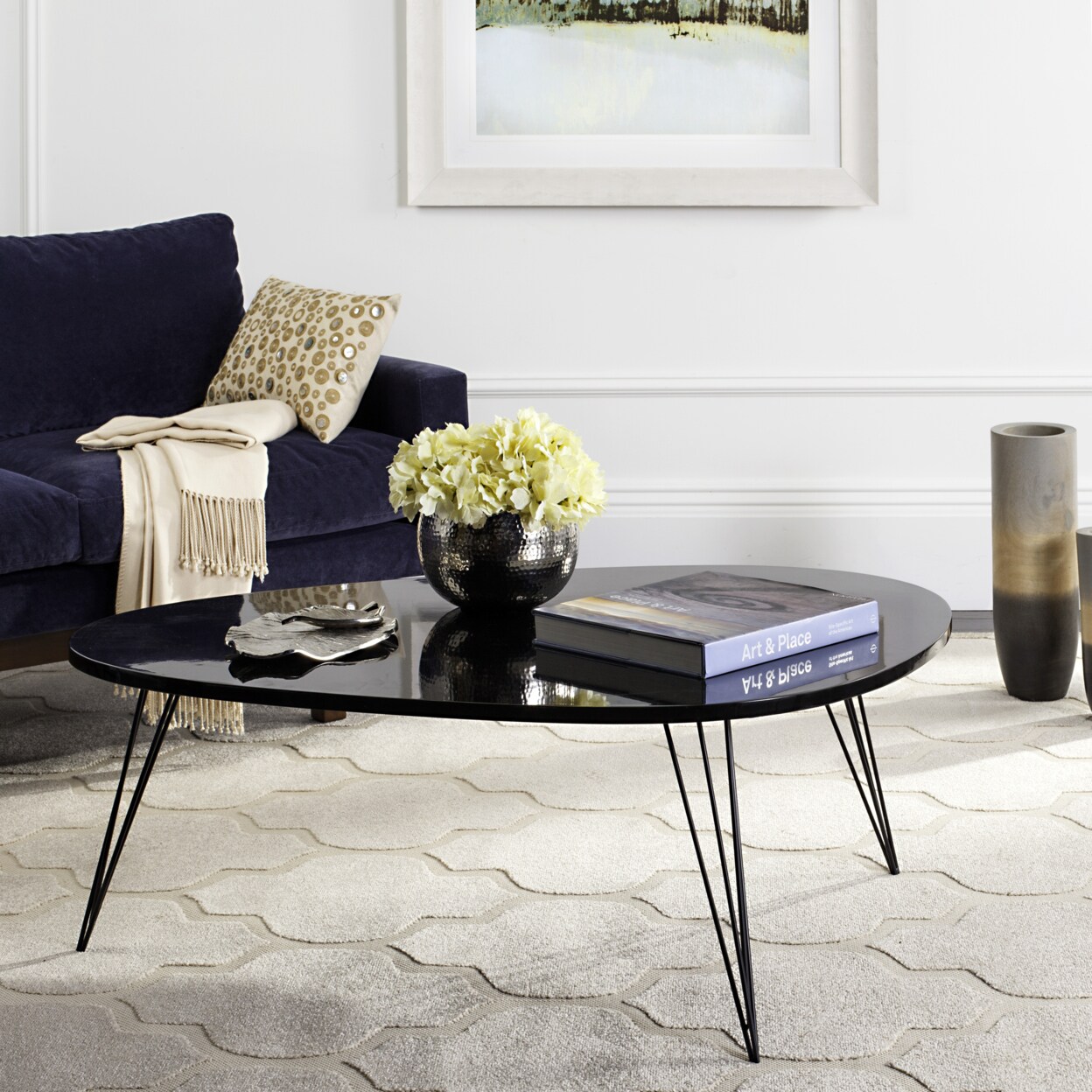 Safavieh Wynton Retro Mid-Century Lacquer Coffee Table Black / Black