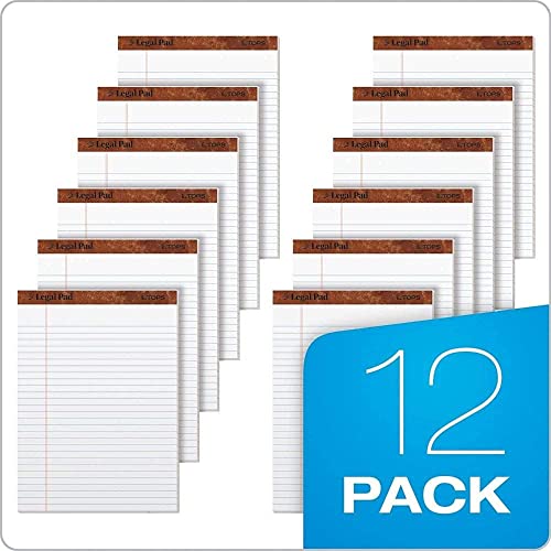 8.5 x 11 Legal Pads, 12 Pack, The Legal Pad Brand, Wide Ruled, White Paper, 50 Sheets Per Writing Pad, Made in the USA (7533)