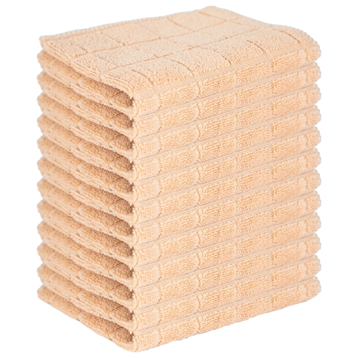 Sloppy Chef Mesh Back Dishcloths, 12x12 in., One Side Microfiber, One Side Scrubbing Mesh, Windowpane Weave, Six Colors, 12-Pack or