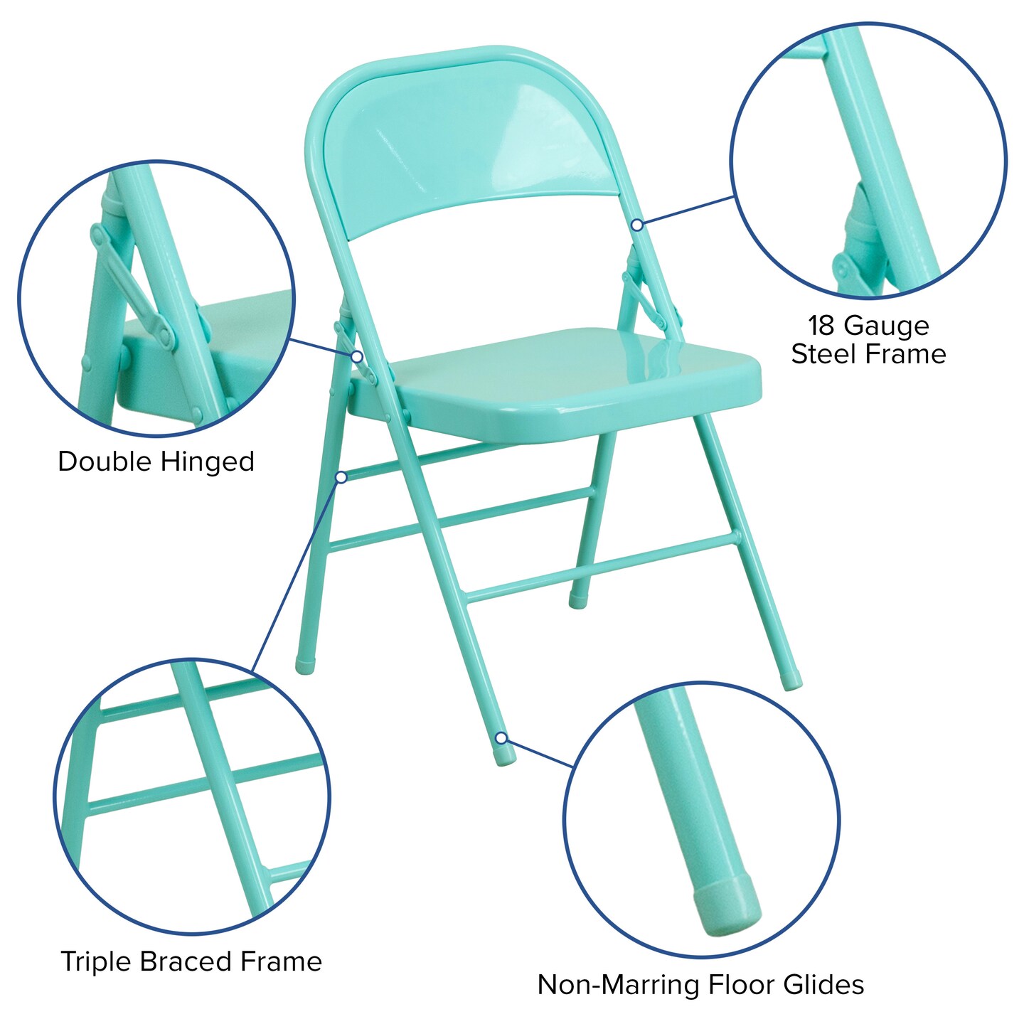Emma and Oliver 4 Pack Colorful Metal Folding Chair Teen and Event Seating