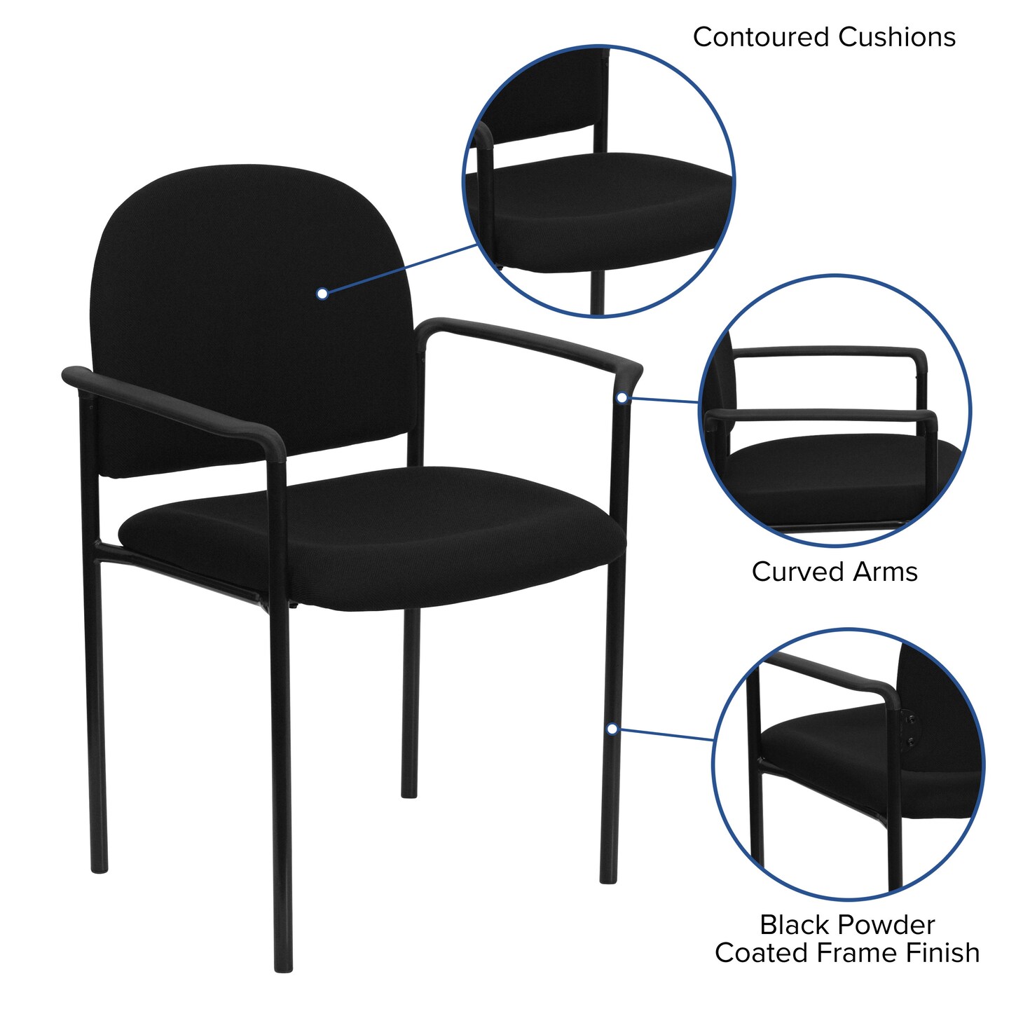 Emma and Oliver Comfort Stackable Steel Side Reception Chair with Arms