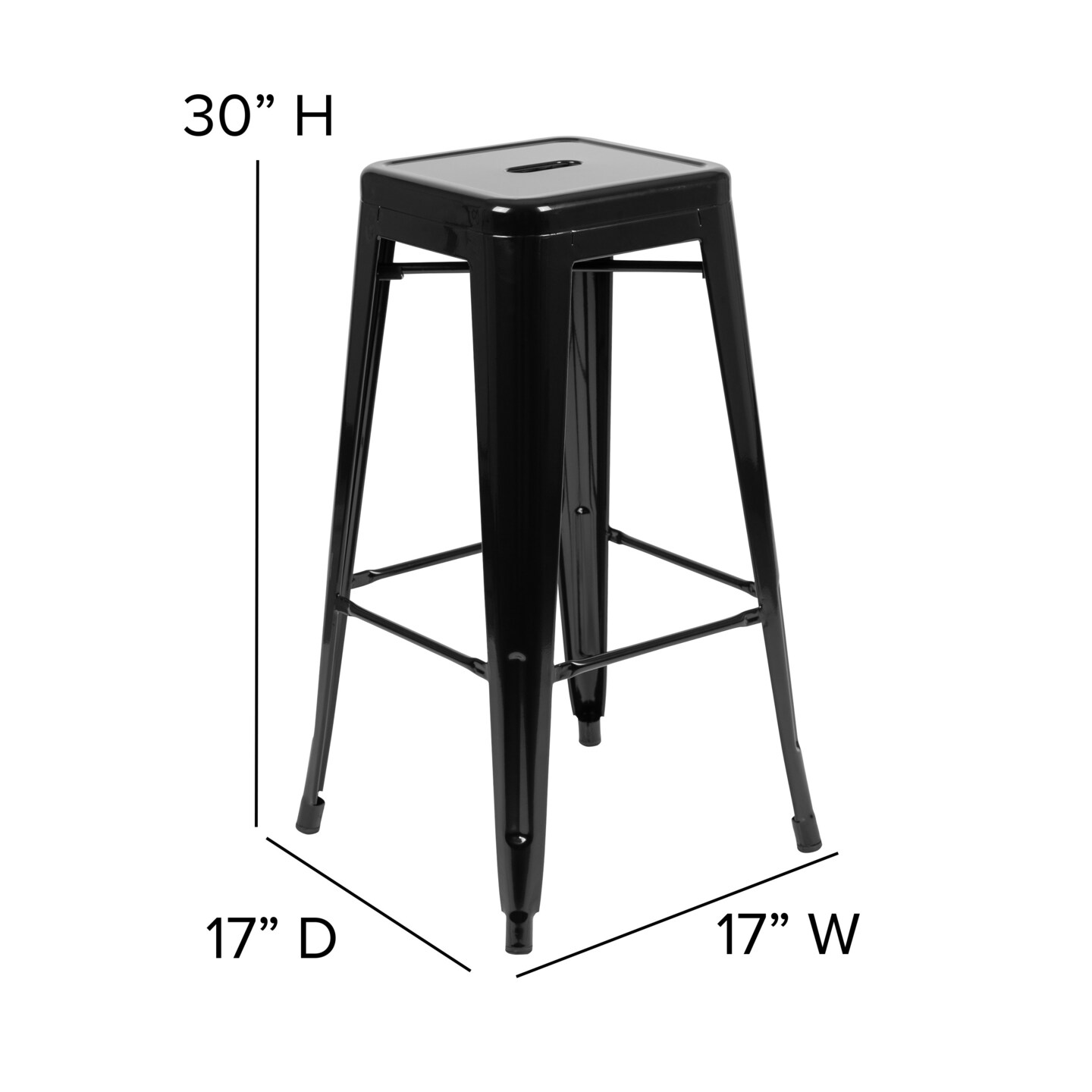Emma and Oliver Cory Set of Four Backless Metal Stools with All-Weather Poly Resin Seats for Indoor Use Only