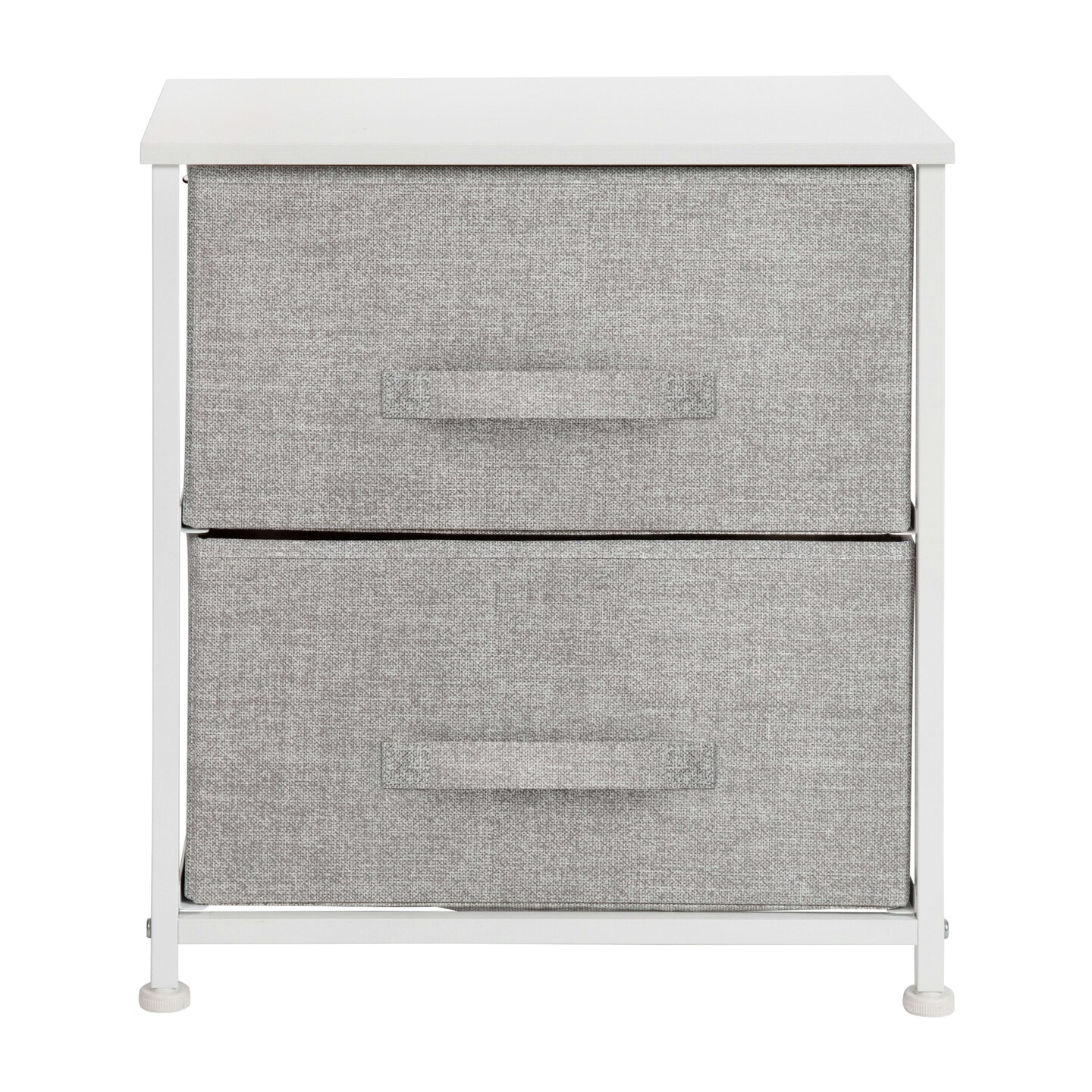 Emma and Oliver 2 Drawer Storage Stand with Wood Top & Dark Fabric Pull Drawers