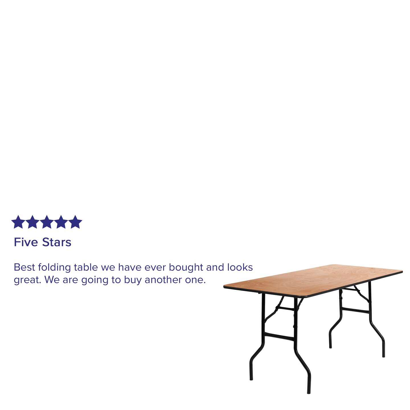 Emma and Oliver 5-Foot Rectangular Wood Folding Banquet Table with Clear Coated Finished Top