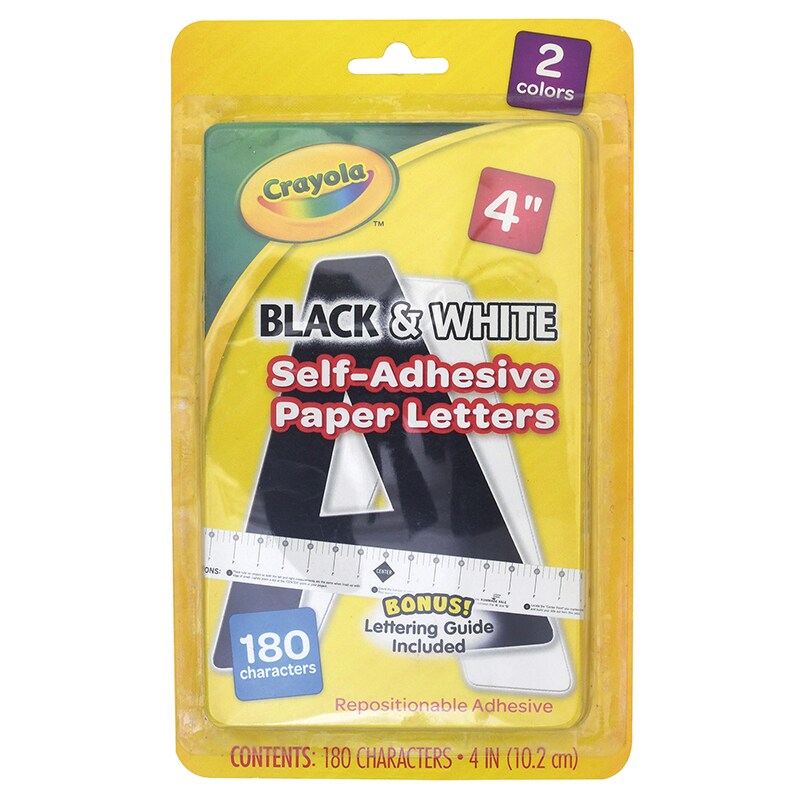 Self-Adhesive Paper Letters, Black &#x26; White, 4&#x22;, 180 Characters