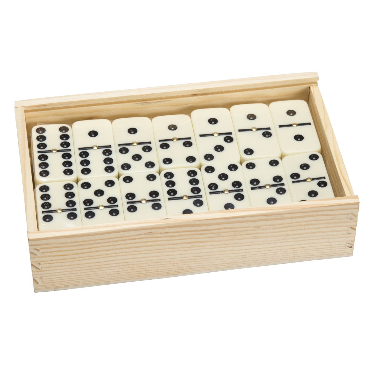 Premium Double Nine Dominoes Set 55 Pieces Plastic With Wood Case Easy Mix Flip