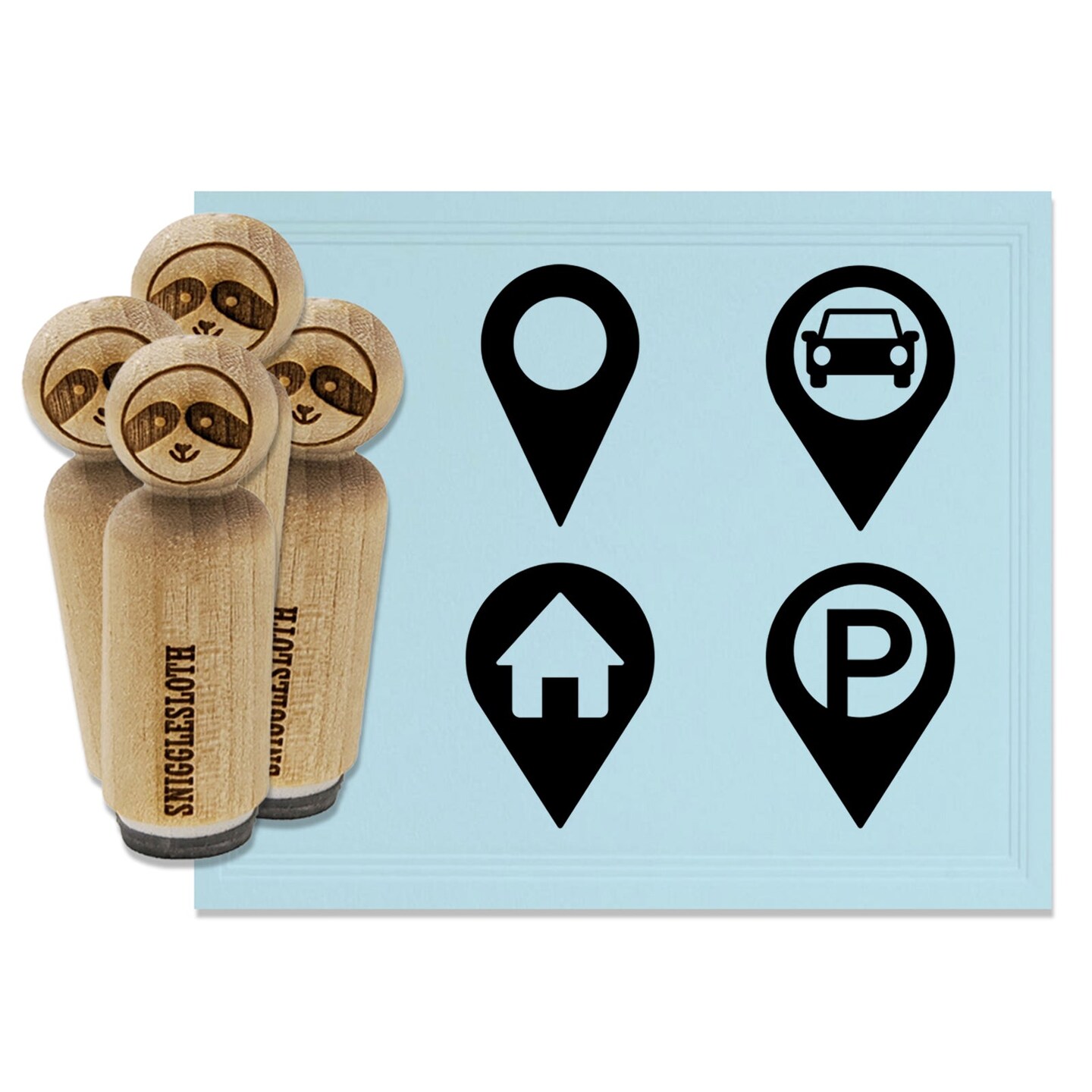 Map Location Markers Parking Car Home Rubber Stamp Set for Stamping Crafting Planners
