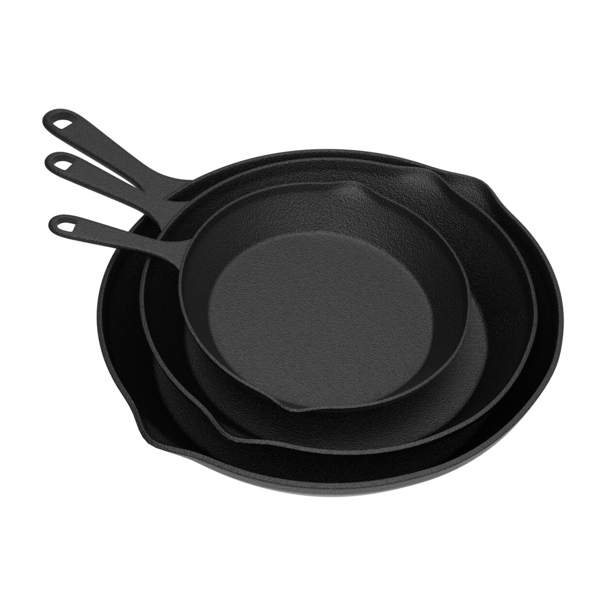 Home-Complete Frying Pans-Set of 3 Matching Cast Iron Pre-Seasoned