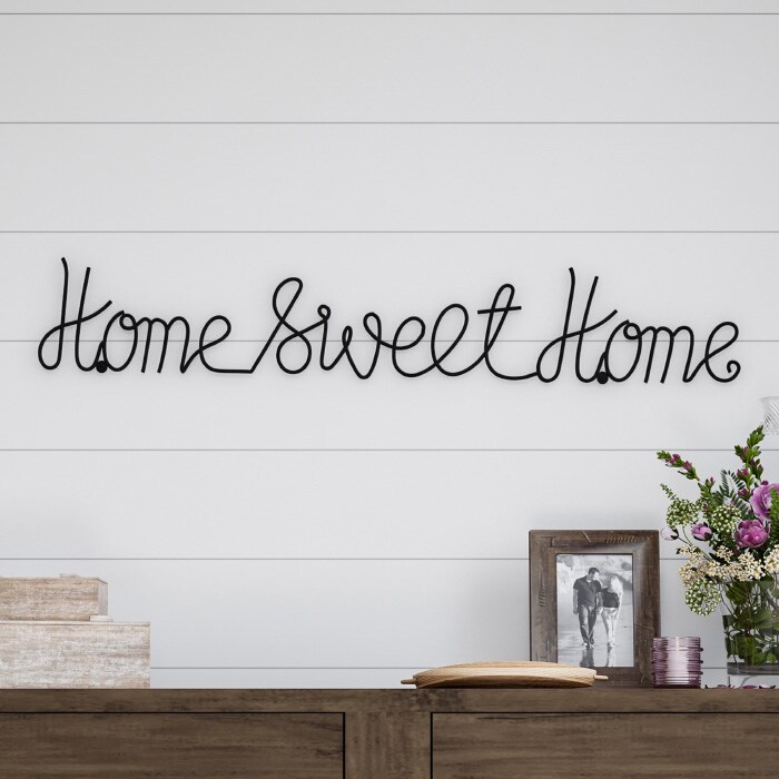 Lavish Home Metal Cutout- Home Sweet Home Cursive Cutout Sign-3D Word Art Home Accent Decor