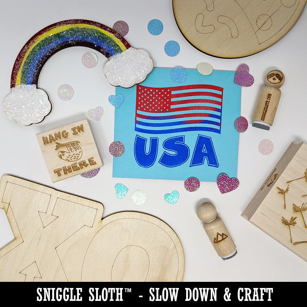 Flag Pennant Doodle Drop Shadow Square Rubber Stamp for Stamping Crafting