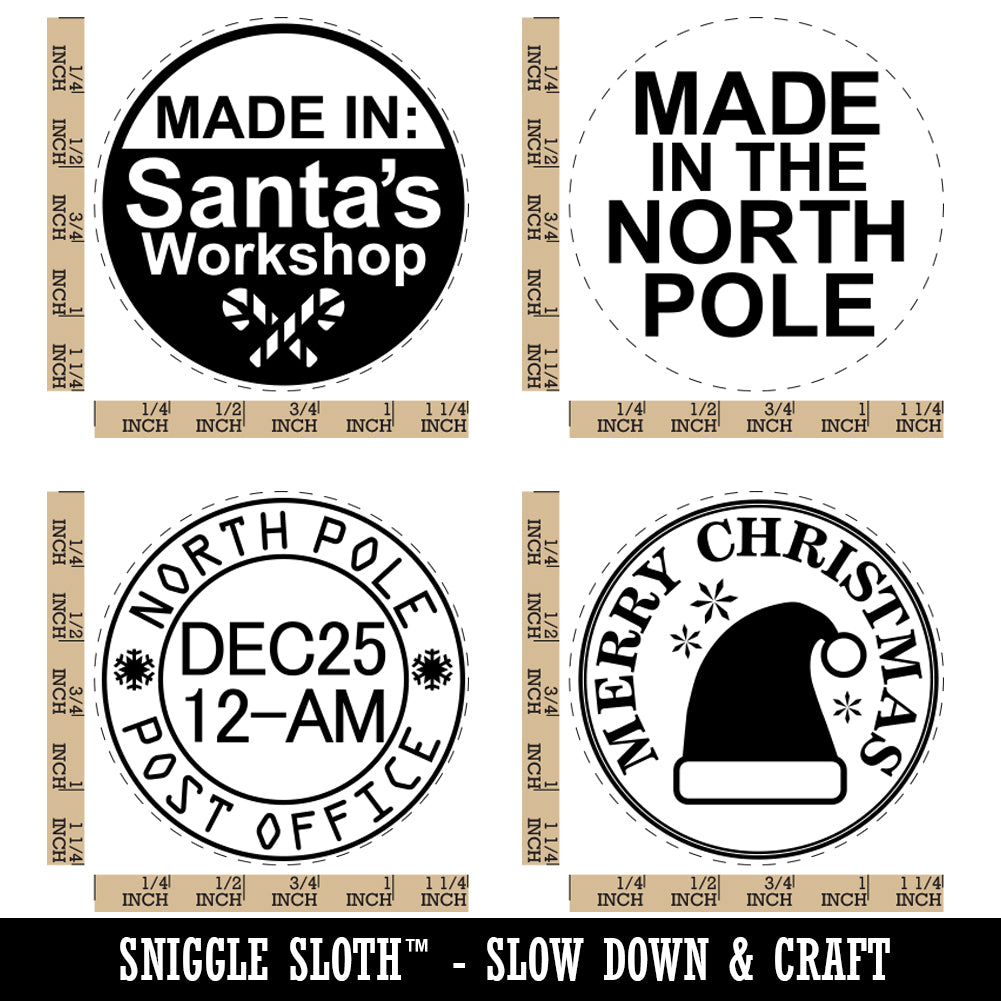 North Pole Santa's Workshop Gift Tag Seals Labels Rubber Stamp Set for Stamping Crafting ...