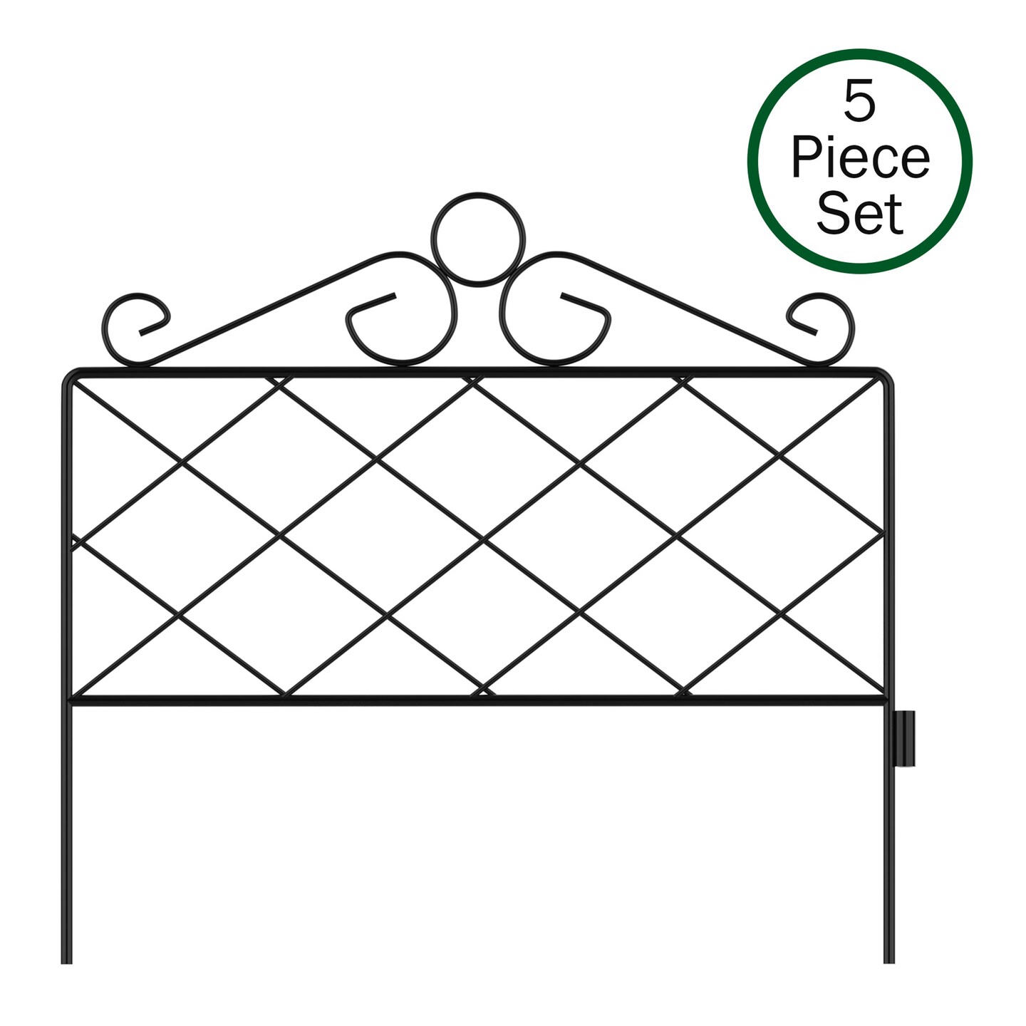 Metal Lattice Garden Fencing 7.5Ft Black 5 Panels Flower Bed Border Edging