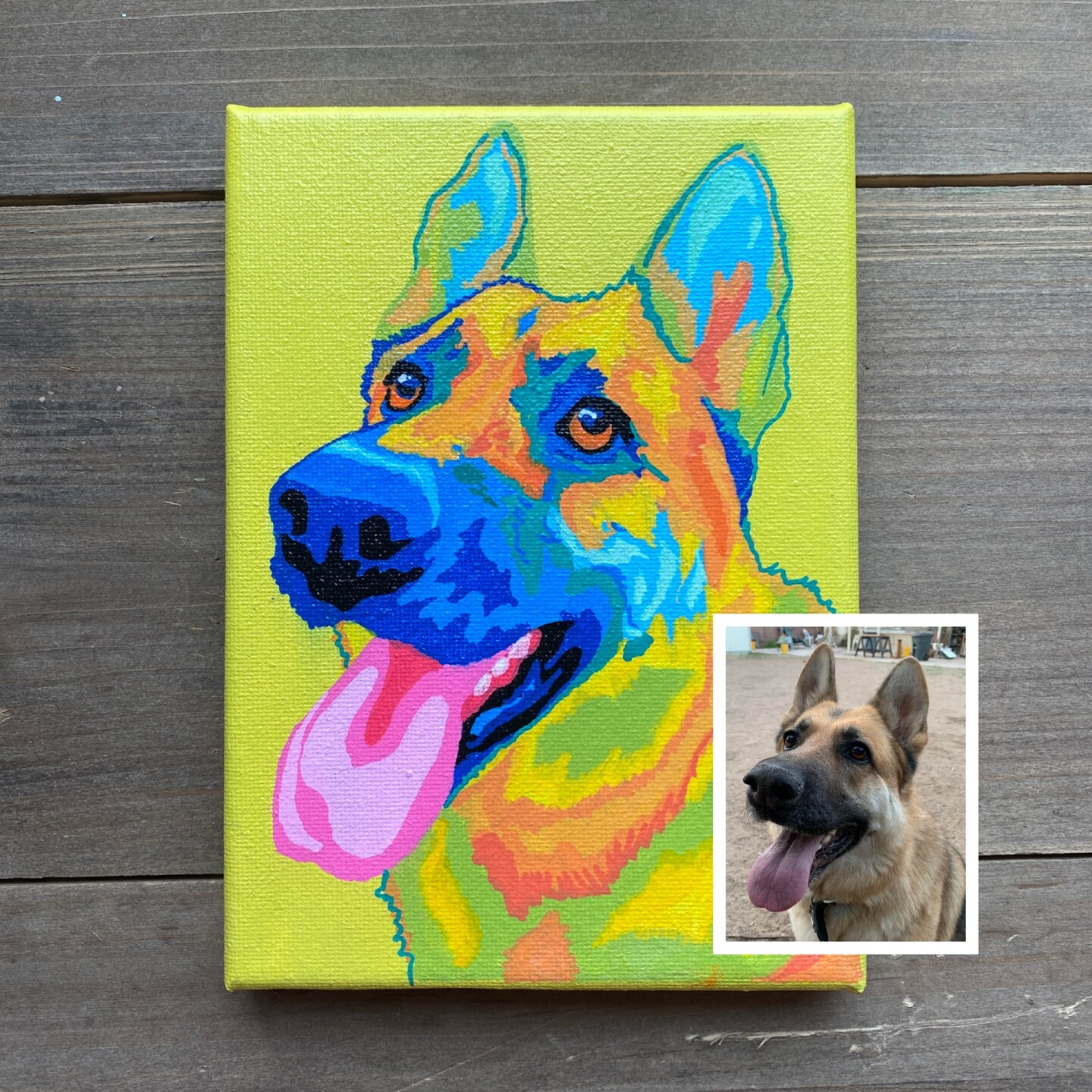 Custom Pet Portrait-- acrylic outlet paint on 5x7 canvas board