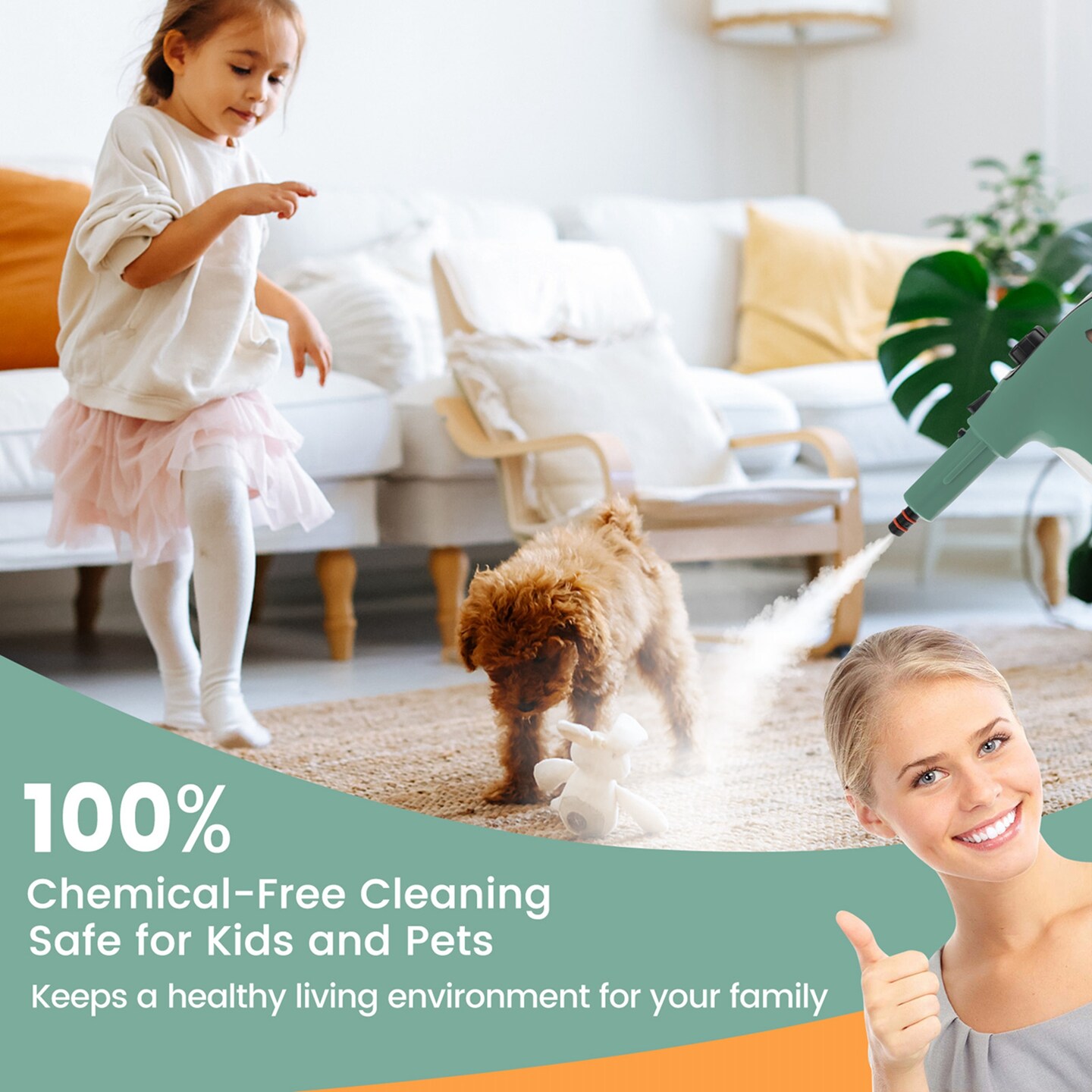 Costway 1400W Multipurpose Handheld Steam Cleaner Steam Mop with 14 Accessories Blue/Green