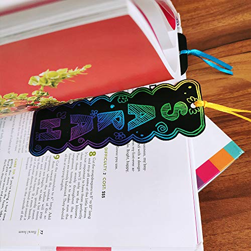 36 Pieces 4 Style Magic Scratch Rainbow Bookmarks Making Kit for Kids Students Party Favor Scratch Paper DIY Bookmarks Bulk with Scratching Tools Satin Ribbons for Classroom Activities