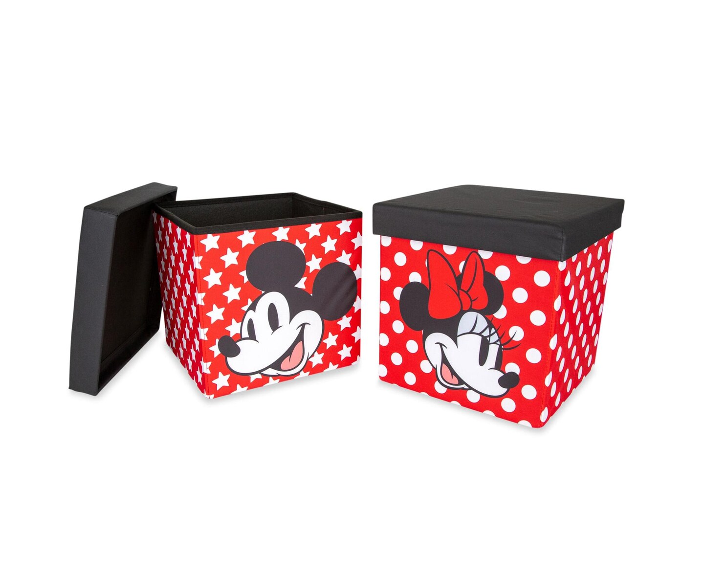 Disney Mickey & Minnie 15-Inch Storage Bin Cube Organizers with Lids | Set of 2