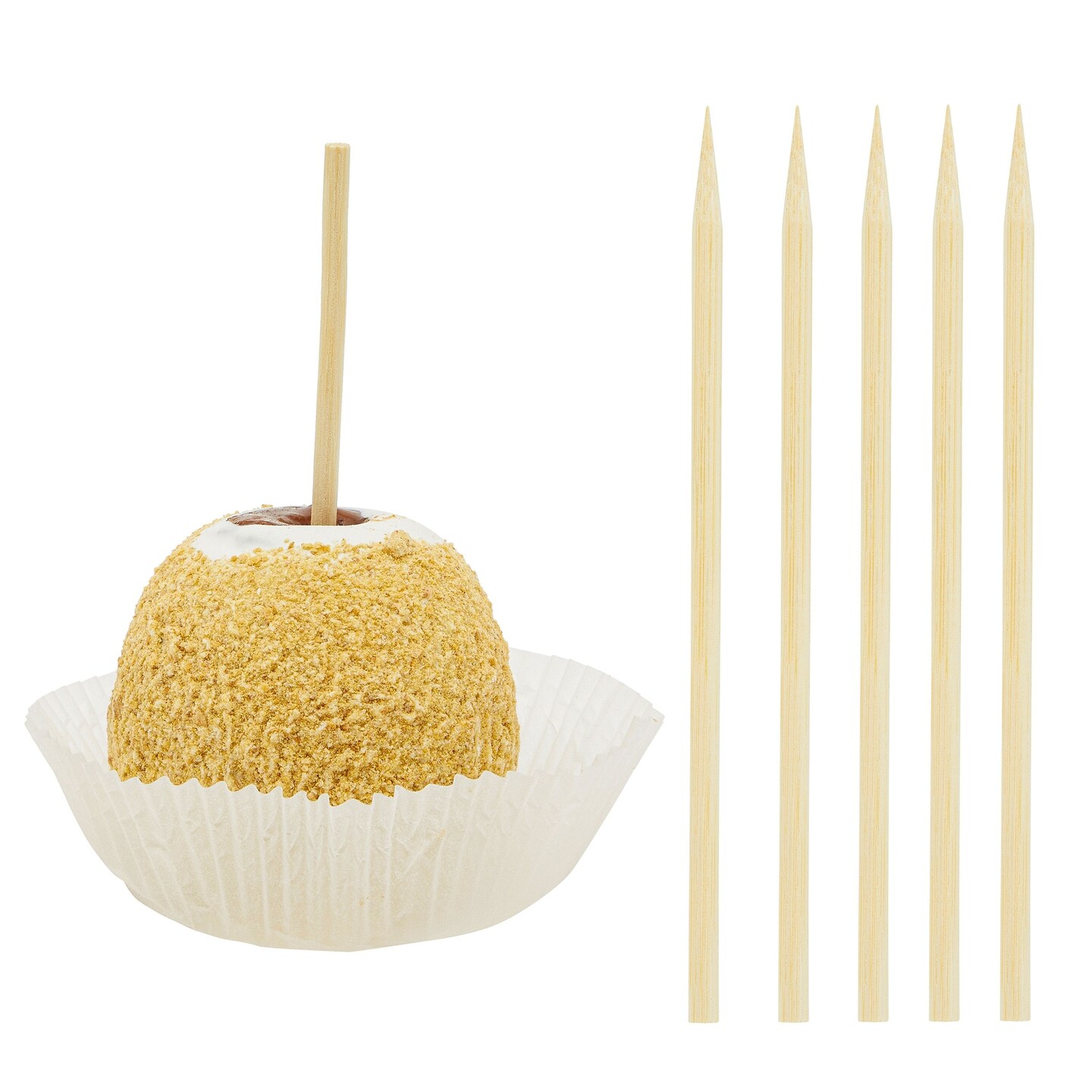200 Pack Bamboo Candy Apple Sticks, Skewer Pick for Barbecue, Cake Pops (6 In)