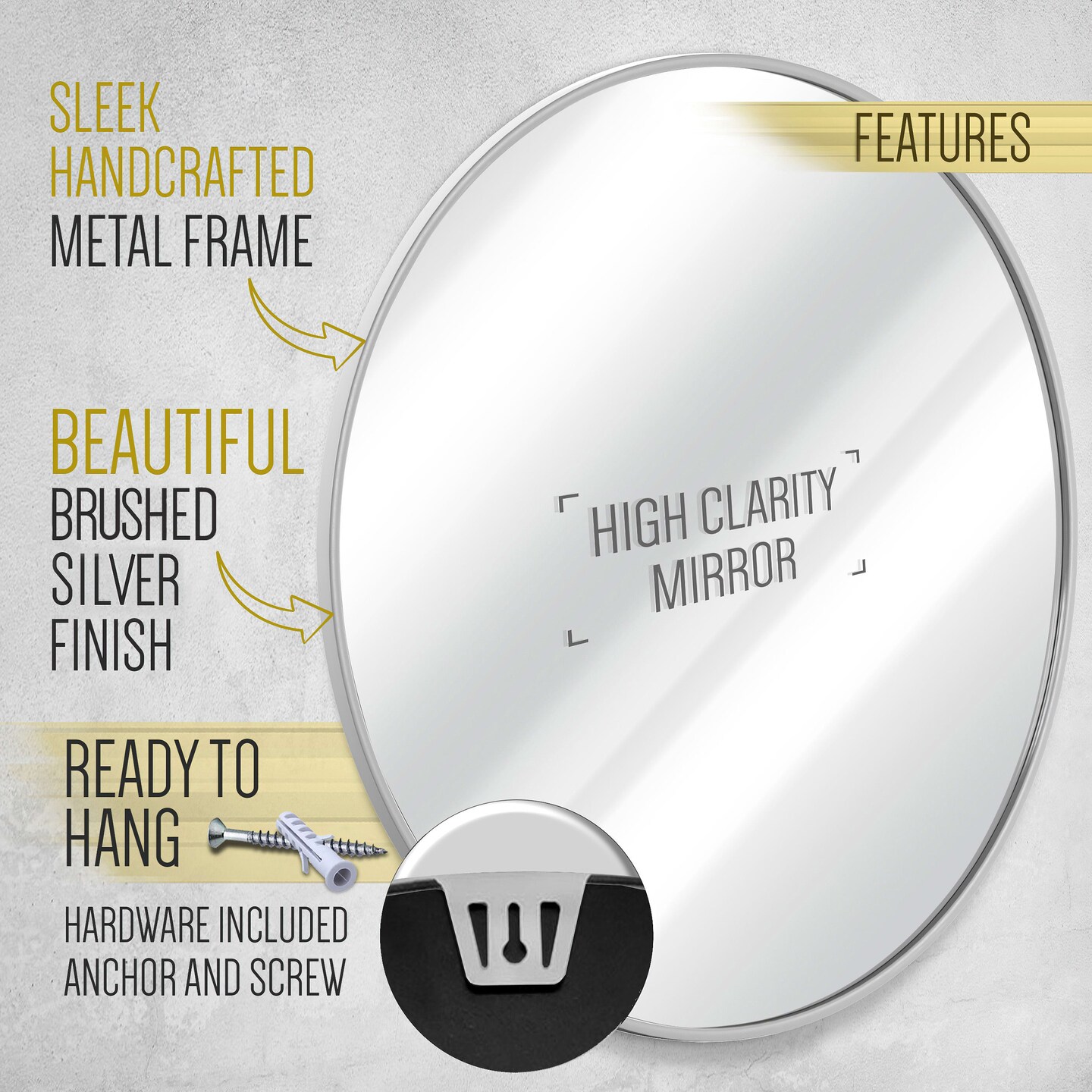 HBCY Creations Wall Mirror for Entryways, Washrooms, Living Rooms and More